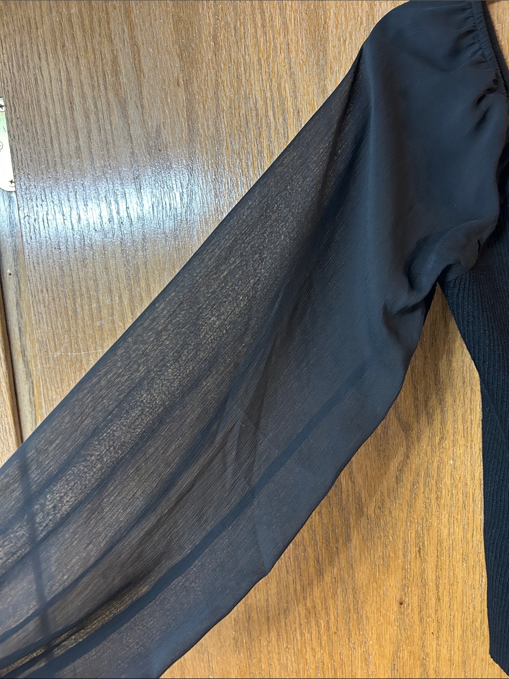 Fortune + Ivy Medium Ivania Sheer-Sleeve Square Neck Top - Picture 5 of 9